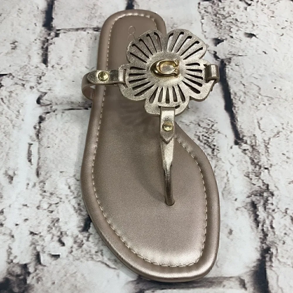 COACH JULIA SANDALS in champagne gold   (nib) women’s 8.5 - Picture 6 of 10